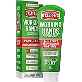 O'Keeffe's Working Hands Pain Relief Cream Skin Protectant with 4% Lidocaine and Cooling Peppermint Oil for Instant Relief from Pain, Itching, Irritation and Dryness, 3oz Tube