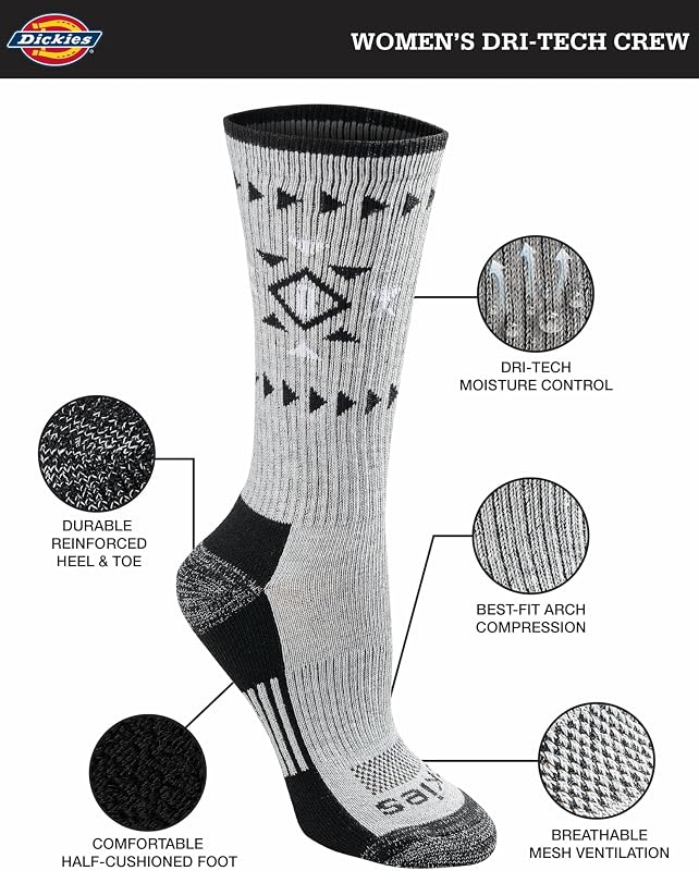 Dri-tech - Meias femininas com controlo de humidade, Tribal (6 pares), L