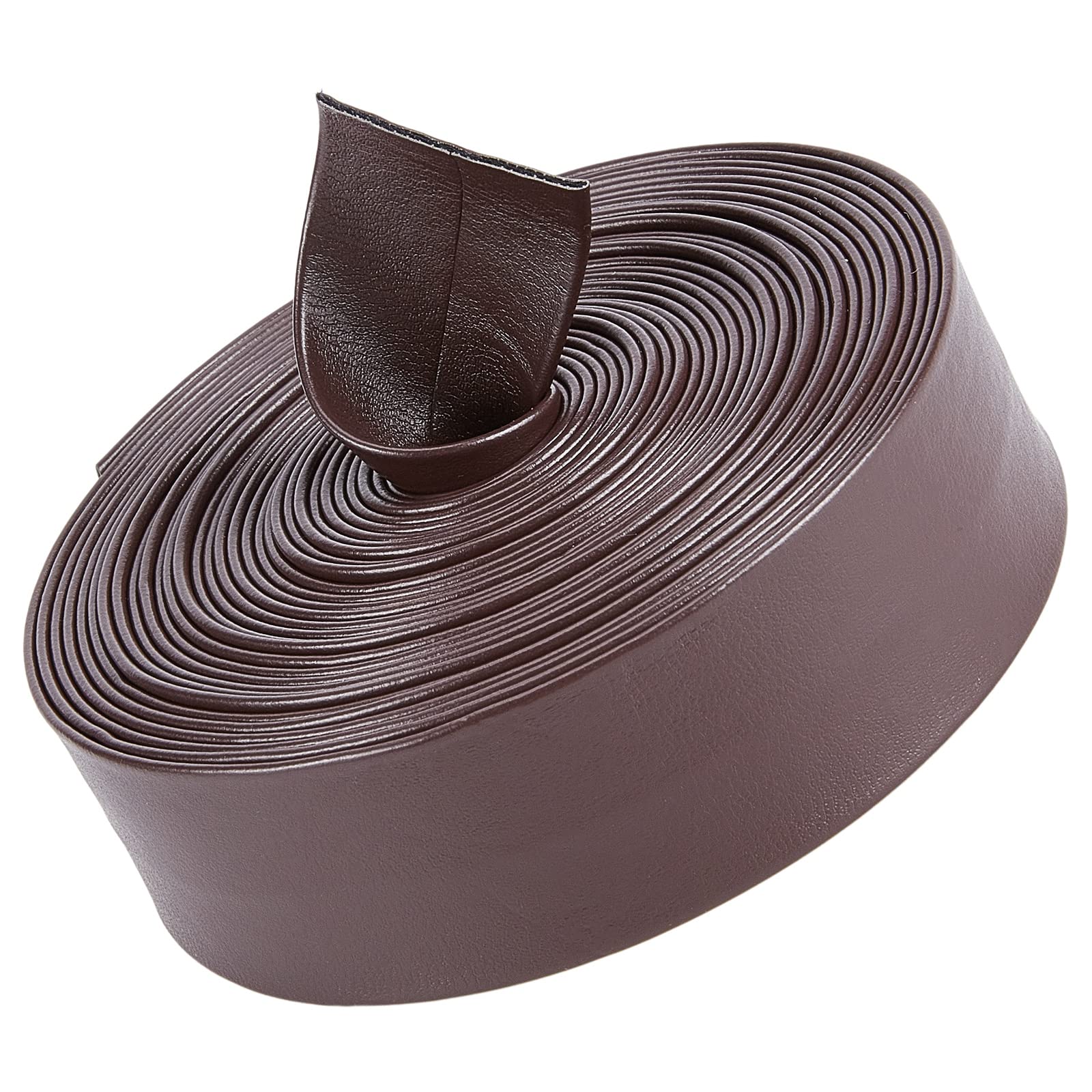 GORGECRAFT 5m 25mm Wide Leather Trimming Tape Foldover Leather Strips Leatherette Strap Lychee Grained Imitation Flat Leather Cord String for DIY Sewing Seaming Hemming Crafts Jewelry, Coconut Brown