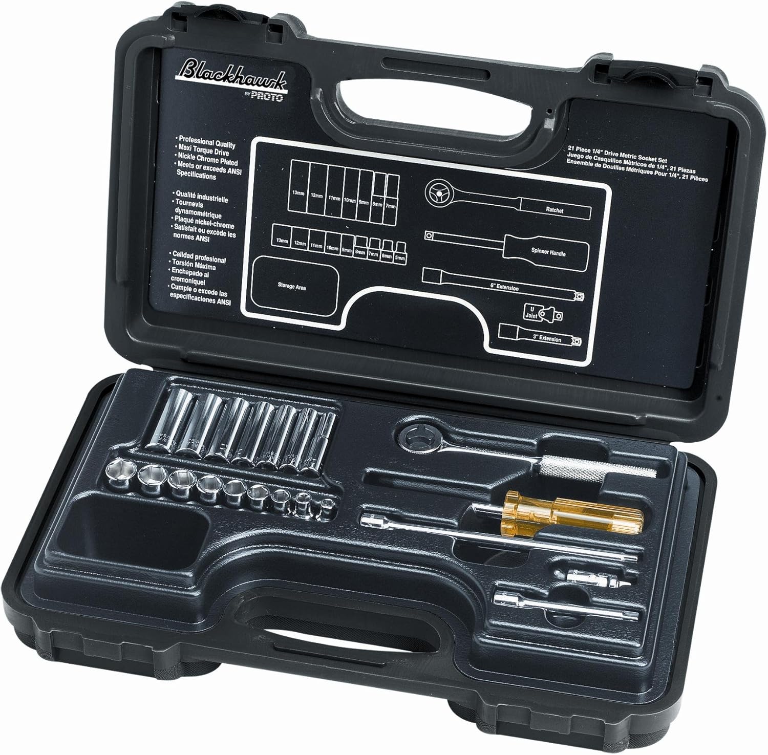 Blackhawk By Proto 1421MNB Drive 6Point Metric Socket Set Containing