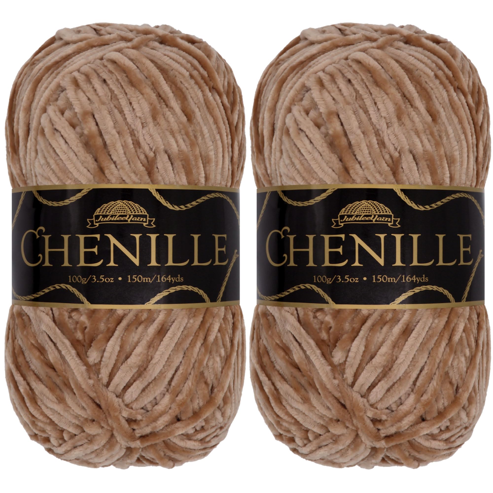 JubileeYarn Chenille Yarn - Worsted Weight - 100g/skein (2 Skeins, 103 Cannoli)