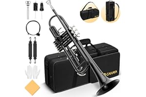 CAHAYA Bb Standard Trumpet Set: Brass Student Trumpet Instrument with Hard Case 7C Mouthpiece Gloves for Beginner or Advanced