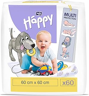 bella baby Happy Wickelunterlagen: Baby Wickelunterlagen für unterwegs 60 x 60 cm im 2er Pack (2 x 30 Stück) - wasserdicht und hygienisch