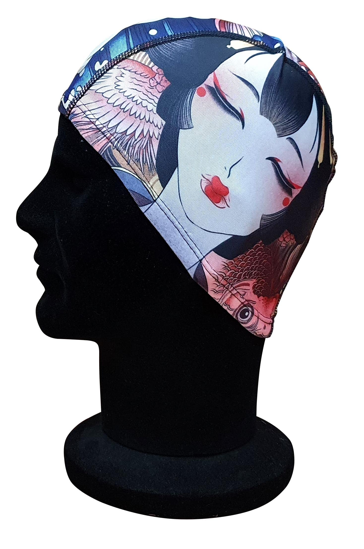 Blue Reef Stunning Asian Oriental Art Inspired Graphic Designs Spandex Elasticated Pull On Swim Cap For All Ages 3+ Years (Oriental Lady)