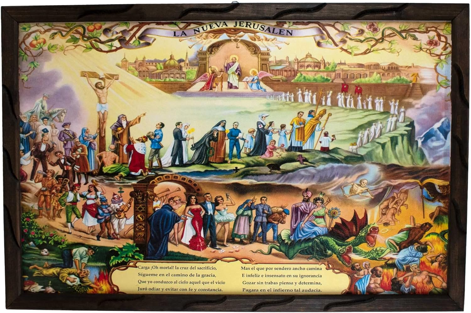 Paintings - DVDMATINEMOVIES - The New Jerusalem Oil painting, Special Wooden Rustic Frame 24