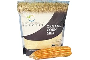 Early Morning Harvest Organic Corn Meal – Made from Non-GMO Yellow Corn – Stone Ground Corn Meal for Baking and Cooking, USA-Grown, Whole Grain, Certified Organic GMO Free (4, Pounds)