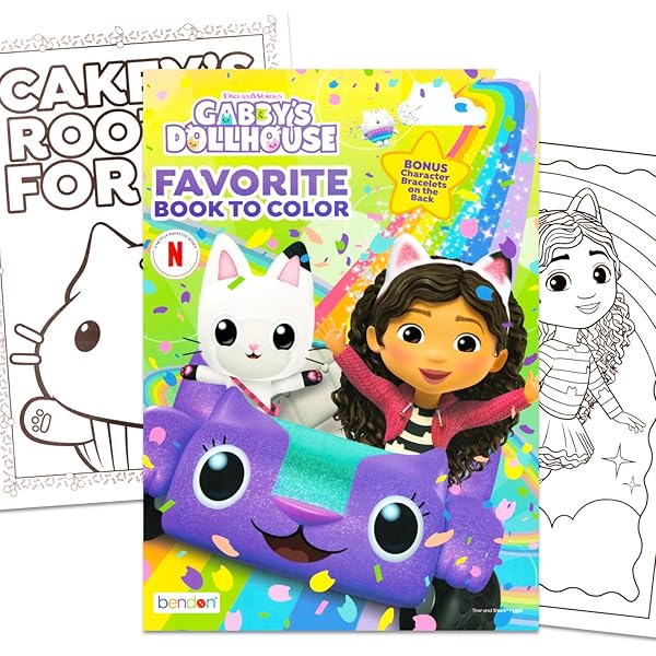 Gabby's Dollhouse Lot de livres de coloriage pour enfants et filles avec PlayPack, livre de coloriage pour enfants et plus encore
