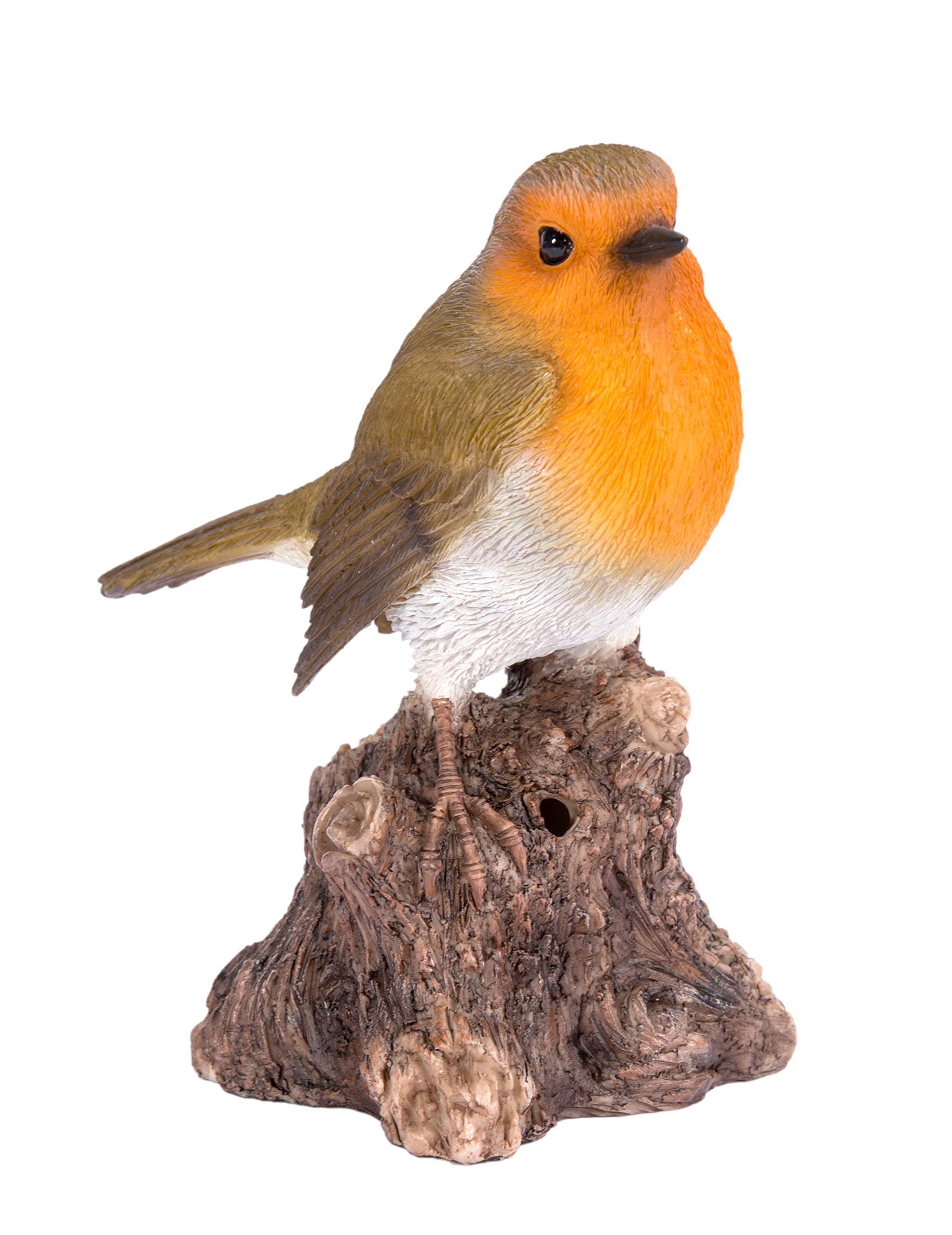 Singing Robin on Stump Highly Detailed Home or Garden Decoration with Built in Motion Sensor (WBS-RB01-F)