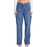YMI Womens YMI Jeans Women´s Elastic Waist Straight Leg Cargo Jean