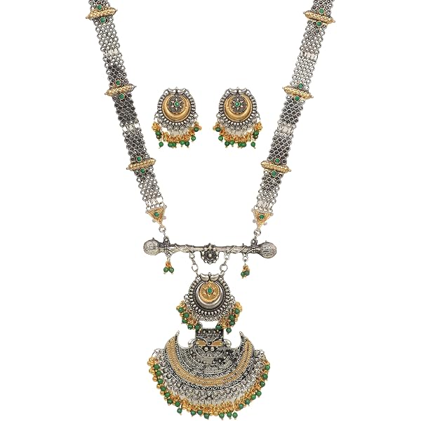 Siddhatva Oxidized Silver Statement Necklace - Afghan Antique Boho Jewelry, 33 Cm, No Gemstone - View #6