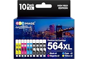 GPC Image Compatible Ink Cartridge Replacement for HP 564XL 564 XL Compatible with DeskJet 3520 3522 Officejet 4620 Photosmart 5520 6510 6520 7520 7525 Printer (Black Cyan Magenta Yellow, 10 Pack)