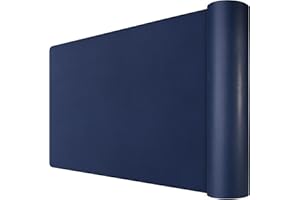 WIRELESS FUTURE CHARGER Leather Desk Mat for Desktop, Vegan Leather Large Desk Pad, 31.5" x 15.75" Waterproof Non-Slip Keyboard Mouse Pad for Office & Home - Blue