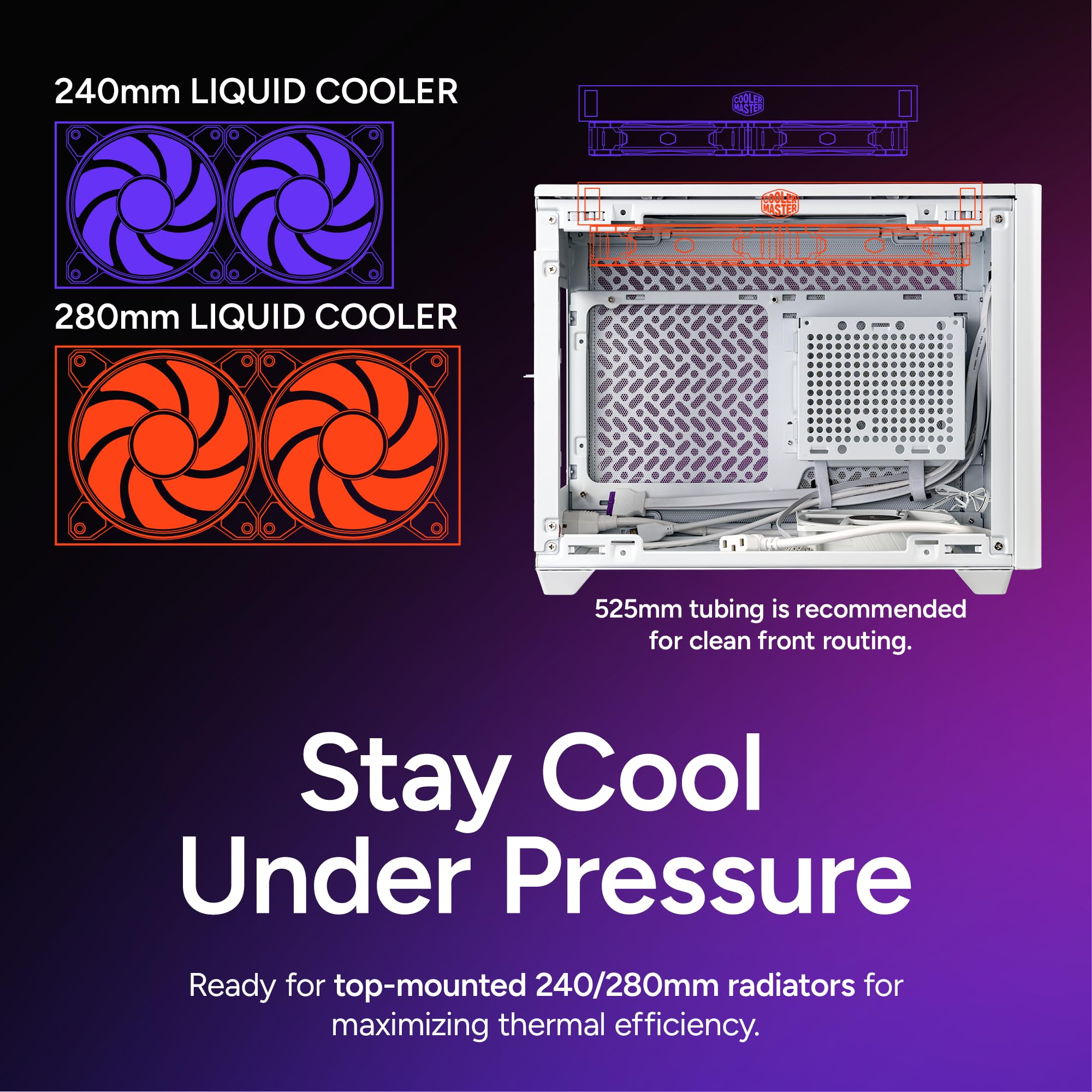 Cooler Master NR200P V2 White Mini-ITX PC Case Ready, SFX Fit PSU Ready to Install, 280mm AIO Support, 357mm Vertical GPU Mount, Designed Ready Nvidia RTX 5090 | AMD RX 9070 XT, Tempered Glass, DIY