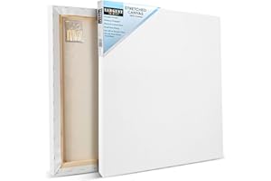 Sargent Art 20 x 20 inch Stretched Canvas, Blank White Canvases, Double Acrylic Titanium Priming, Perfect for Acrylic, Oil, and Art Projects, Acrylic Pouring & Wet Media