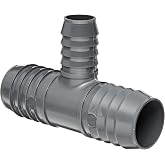 Spears 1401 Series PVC Tube Fitting, Tee, Schedule 40, Gray, 1" x 1/2" Barbed