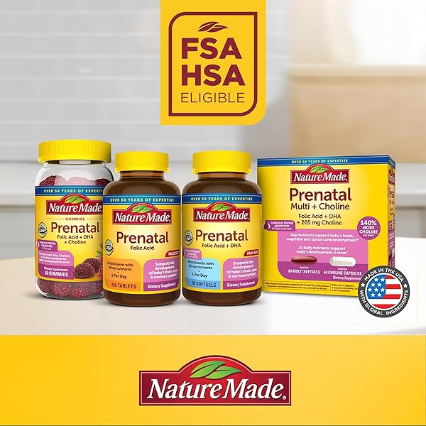 NATURE MADE PRENATAL GUMMIES WITH DHA AND FOLIC ACID, PRENATAL VITAMINS FOR WOMEN FOR DAILY NUTRITIONAL SUPPORT, 60 GUMMIES, 30 DAY SUPPLY