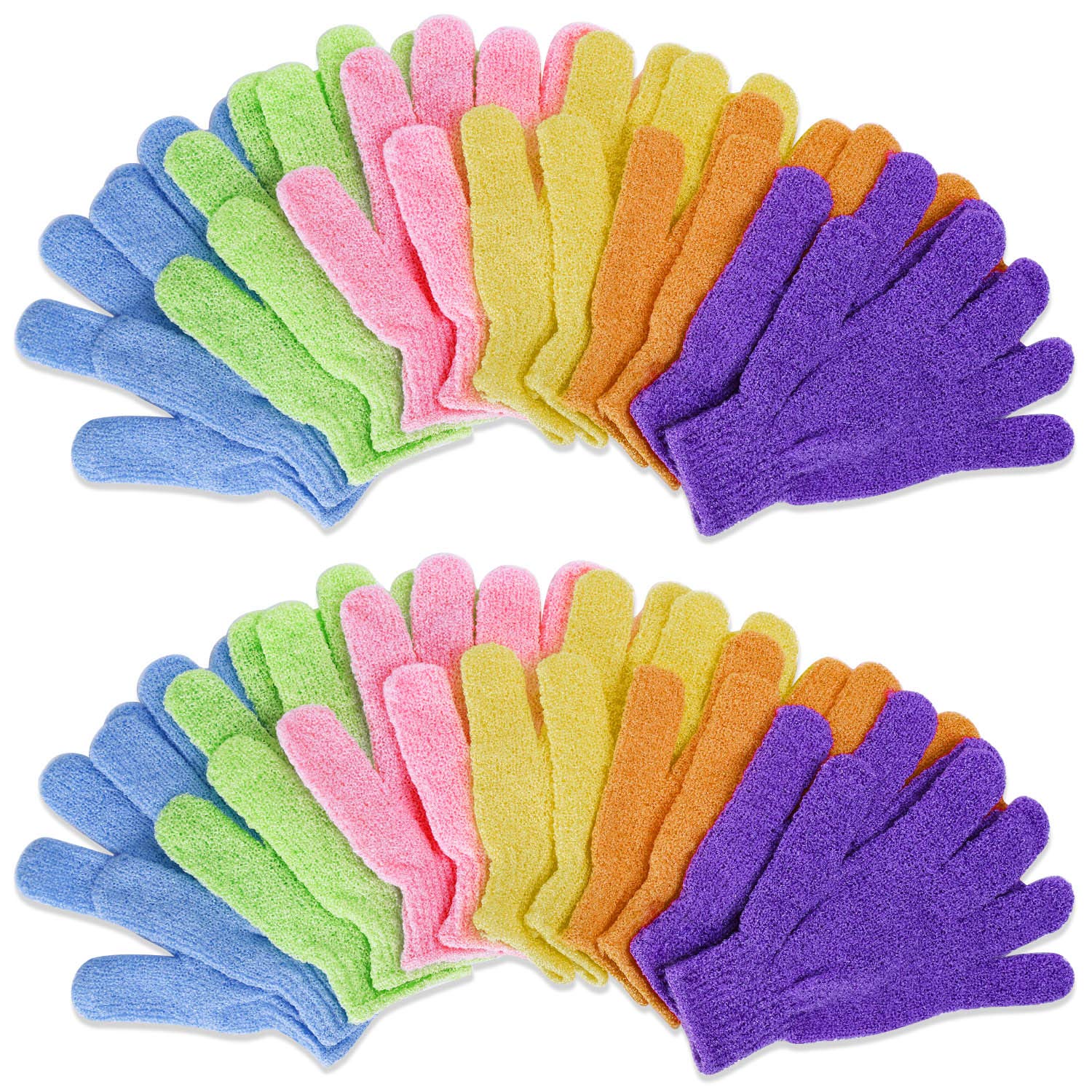 Exfoliating Gloves, Anezus 12 Pairs Exfoliating Shower Bath Scrub Gloves Exfoliator Glove for Body, Shower, Bath, Scrub and Spa Massage Dead Skin Cell Remover (6 Colors)