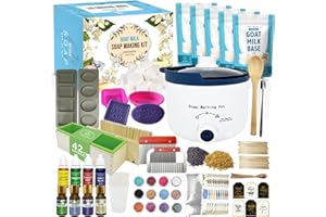 PIUH Goat Milk Soap Making Kit with Soap Melter for Adults, DIY Soap Making Supplies Kit with Natural Goats Milk Soap Base, Soap Melting Pot and Complete Supplies for Making Soaps, Craft Kit for Gift