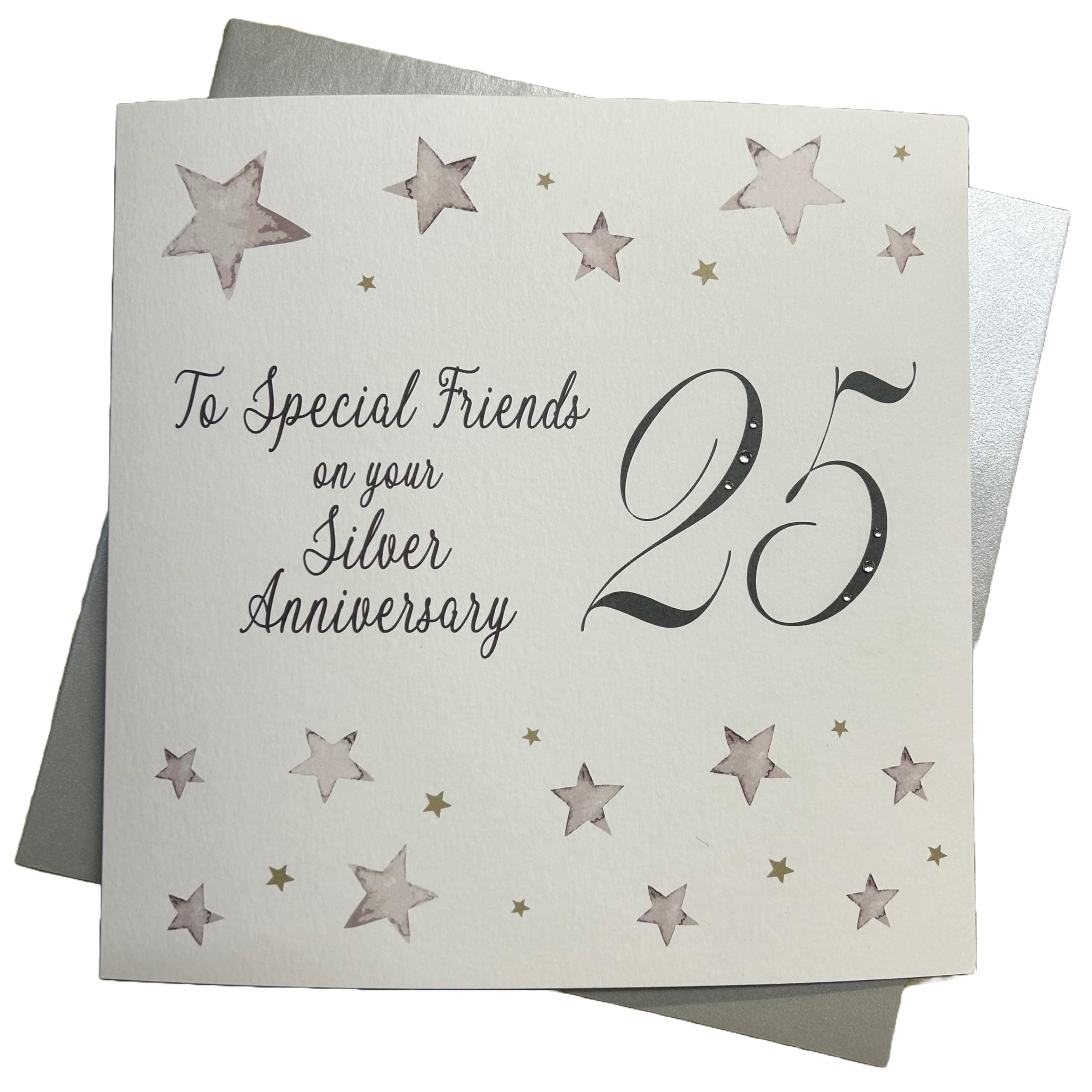 WHITE COTTON CARDS Large Big Twist Range, Special Friends On Your Silver 25" Handmade 25th Anniversary Card, XF25S