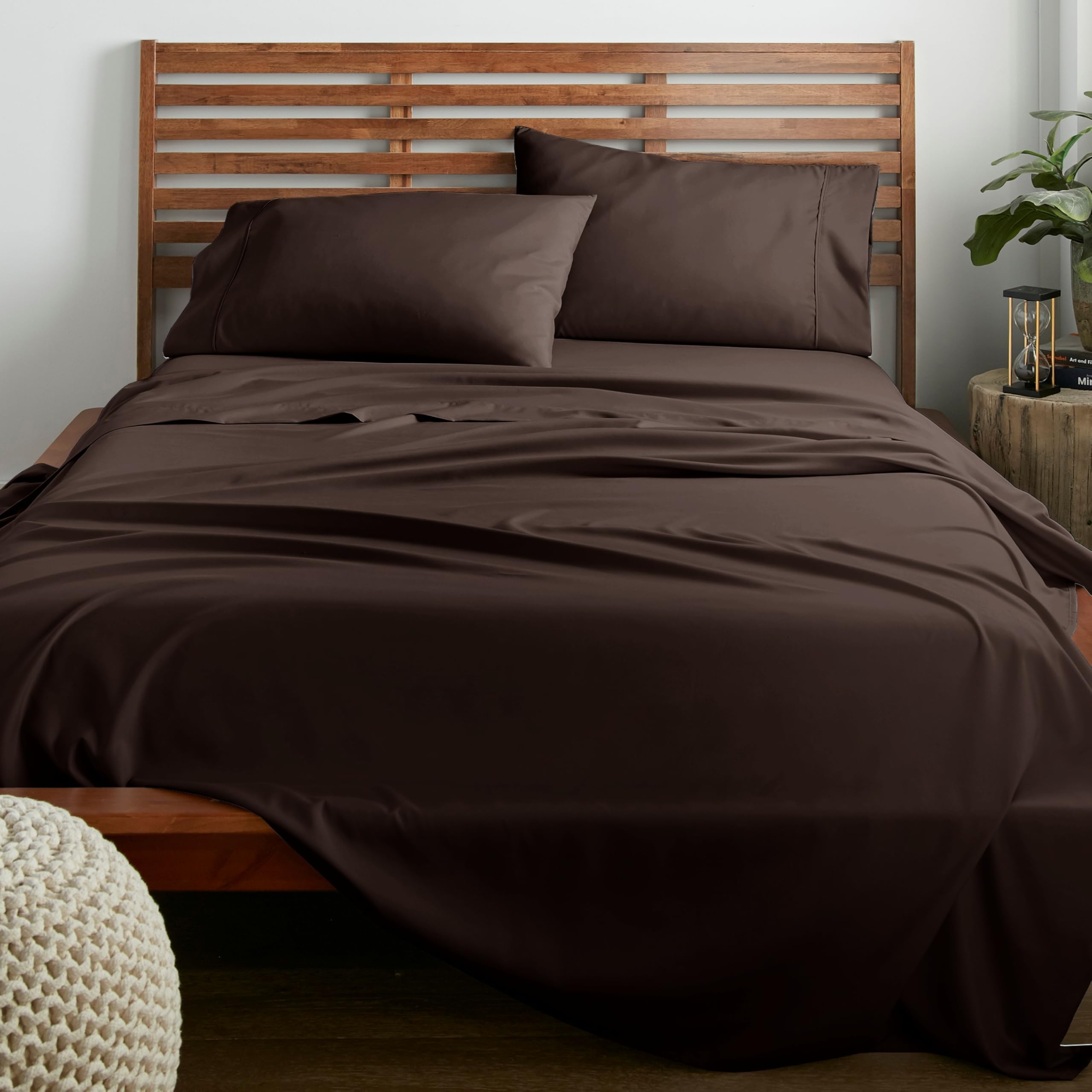American Home Collection Twin Sheet Set - Ultra-Soft Microfiber 15-Inch Deep Pocket - Wrinkle Free and Fade Resistant (Brown)