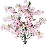 Sggvecsy Artificial Cherry Blossom Flowers 3 Pcs Faux Cherry Blossom Stems Faux Silk Cherry Blossom Branches 35.4’’ Fake Flowers Long Stems for Vase Arrangements Home Wedding Table Decor (Pink)