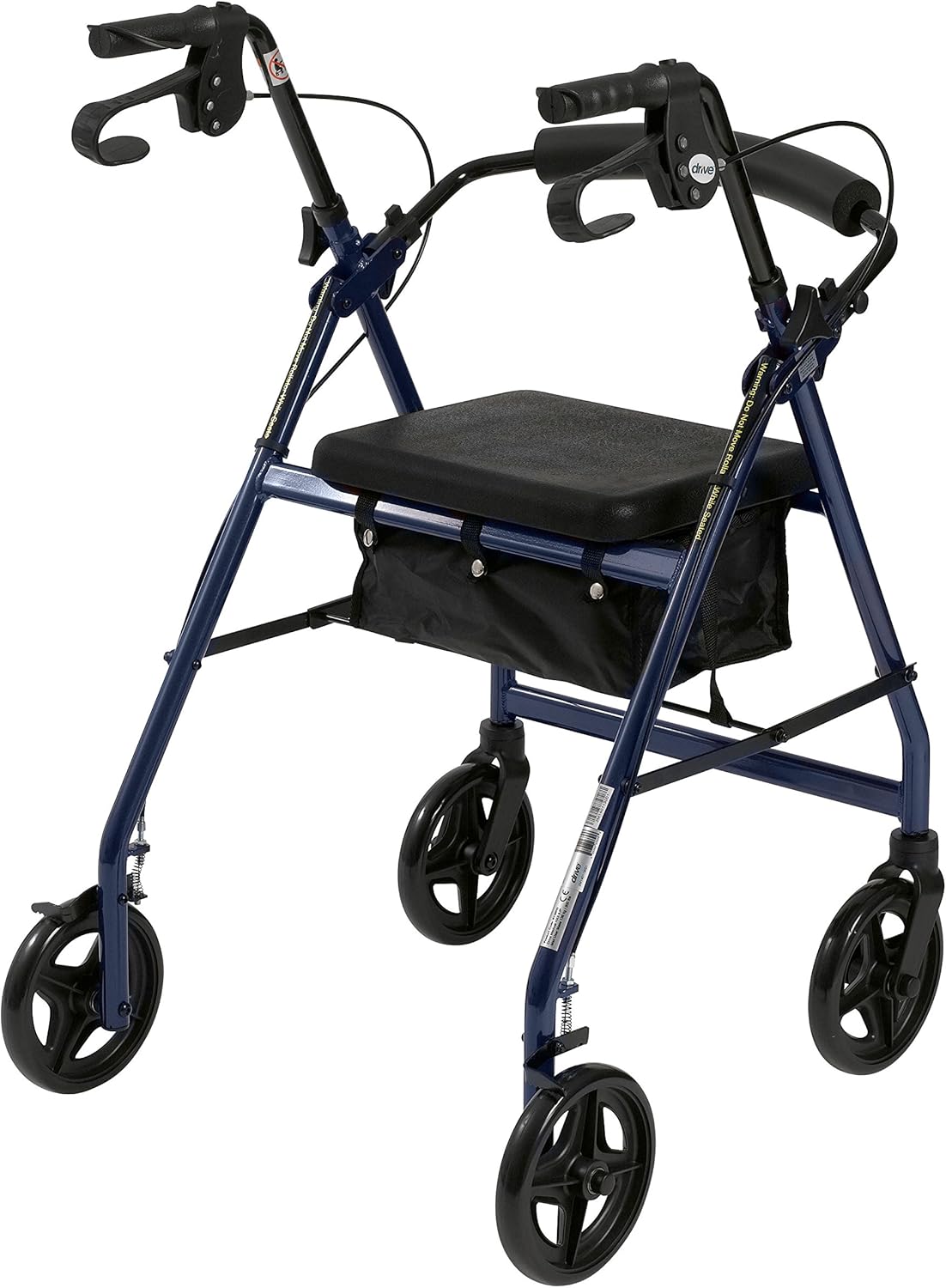 Drive Medical Rollator Walker with Fold Up and Removable Back Support and Padded Seat, Blue: Health & Personal Care