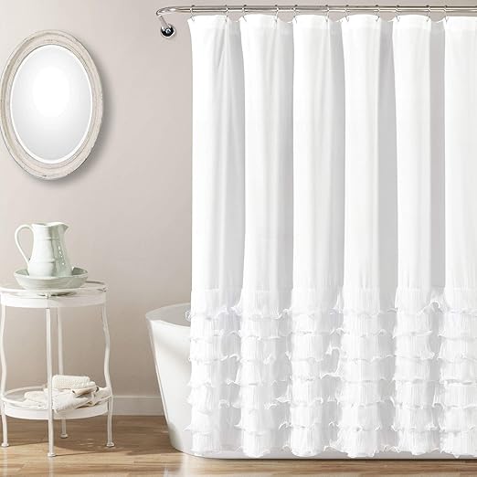 Amazon Com Lush Decor Avery Shower Curtain Ruffled Shabby Chic