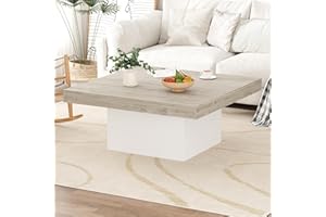 Garvee Square Coffee Table with LED Lights, 35 Inch Modern Living Room Table with Plug-in 16-Color RGB Lights, Cocktail Table