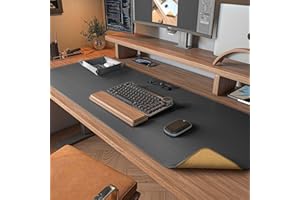 DAWNTREES Dual Sided Desk Mat,Leather Desk Pad,40"x16",Cork Desk Mat Protector,with PU Leather Valet Tray Organizer,Large Mouse Pad,Desk Writing Pad for Office and Home(Dark Gray)