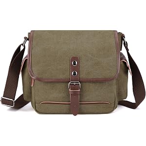 Collsants Small Messenger Bag for Men & Women Canvas Satchel Bag Man Purse Vintage Crossbody Shoulder Bag Work Bag