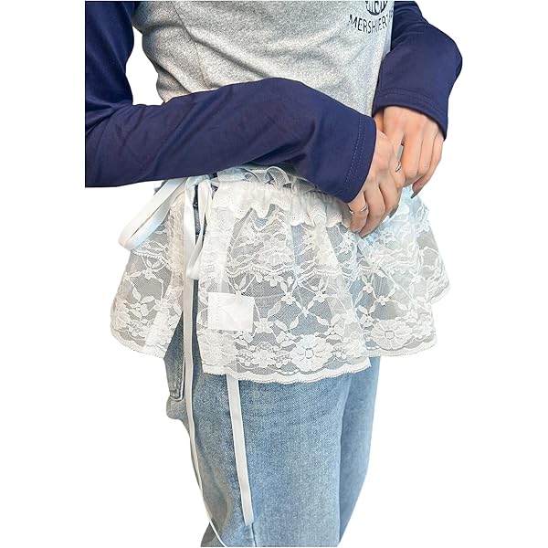 SHENHE Women's Sheer Lace Wrap Mini Skirt Tie Side Ruffle