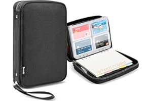 Zannaki A5 Zipper Binder, 6 Ring Personal Planner Journal Budget Binder Cover Case, Refillable Notebook Shell for Journal Diary File Album Photo Card Organizer Portable School Office Supplies, Black