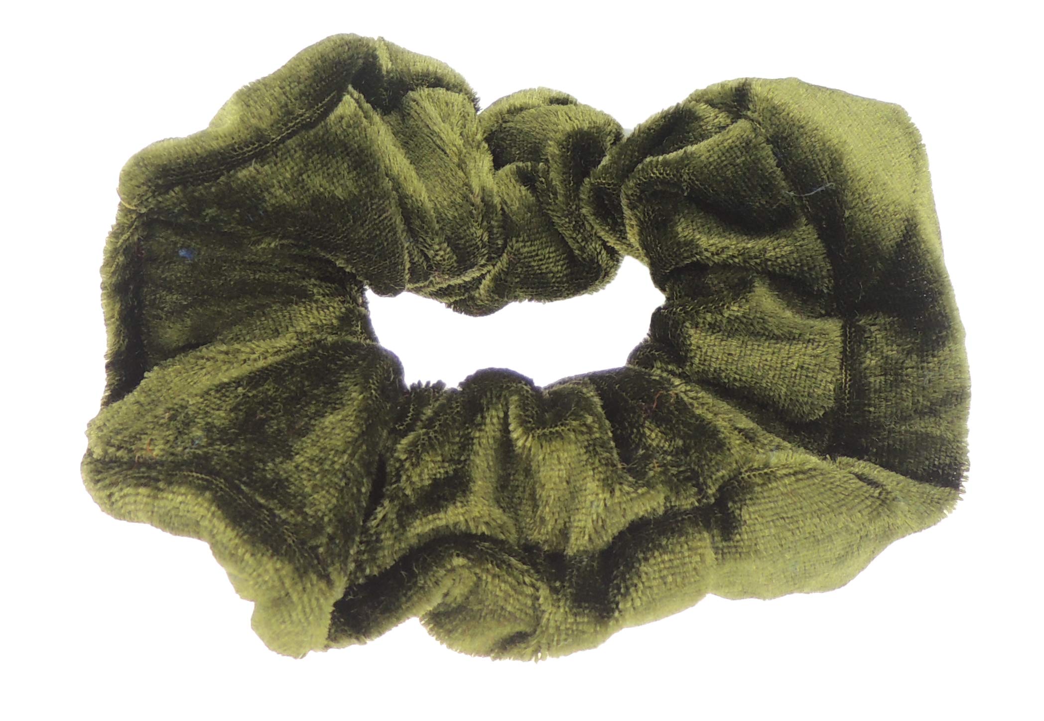 Womens Girls Plain Solid Velvet School Christmas Party Bag Ponio Rope Hair Tie Up Back School Hair Elastic Accessories Bobbles Ponytail Holder Rubber Bands Scrunchie (Olive Green)