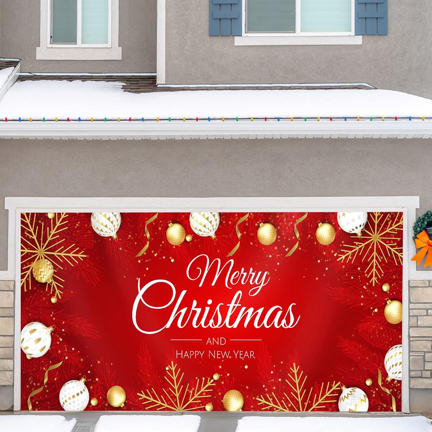 Garage Door Decorations - Remagr Christmas Garage Door Banner 6 x 13 ft Garage Door Christmas Decorations Christmas Garage Cover Large Xmas Hanging Backdrop for Murals Outdoor Holiday Wall Photo Decor (Xmas Balls)