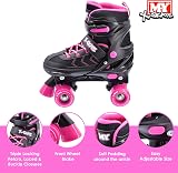 M.Y X-Skate Adjustable Pink Quad Roller Skates for Kids UK 12-2 view 3