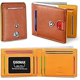 GSOIAX Slim Wallet for Men RFID Blocking Bifold Wallet Carbon Fiber Front Pocket Wallet with 11 Card Holder Minimalist Mens Wallet with Gift Box(Z-Brown and Yellow)