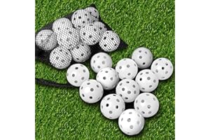 THIODOON Practice Golf Balls - Limited Flight, 40mm Hollow Plastic, Colored Airflow Training Balls for Swing Practice & Driving Range - 12 Pack (White, 12 pcs)
