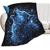 Rylane Wolf Blanket, Wolves Decor Throw Blankets, Wolf Gifts for Men Boys Girls Women Lover Adult Cozy Fleece Flannel Bedding Stuff Animal Plush for Couch Sofa Bed 50"X40"