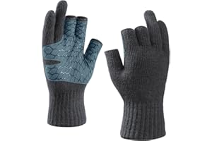 Riverruns Wool Fishing Gloves, 3-Cut Fingerless Winter Warm Gloves Men Women for Ice Fishing, Photography, Hunting & Hiking