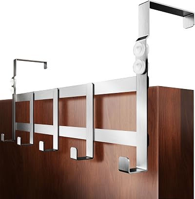 4smile Over Door Hanger Stainless Steel Coat Hook for 4.1cm & 4.6cm UK Doors