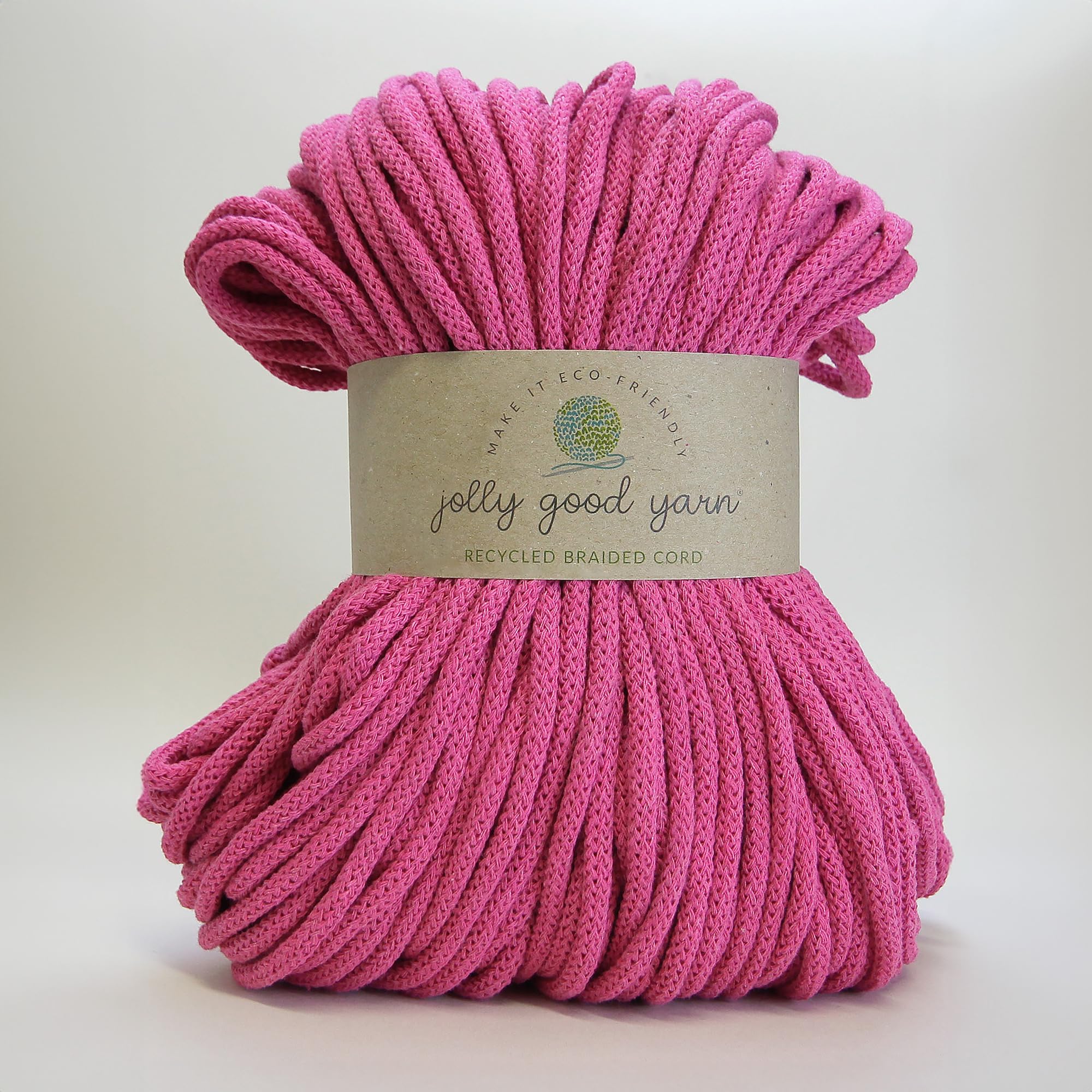 5mm Braided Macrame Cord Rope by Jolly Good Yarn, Soft Recycled Cotton, 100m (500g), Wall & Plant Hangers, Textile Jewellery, Decorations (Colyton Pink) — image 1