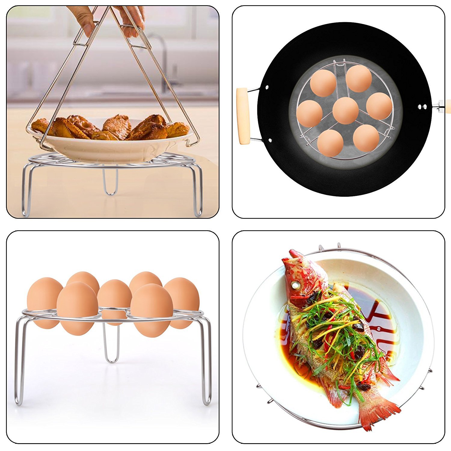 Egg Cooker Steamers Racks, Ertek instant pot accessories 2-pack Food steamer rack Fits 6,8 Quart Instant Pot or Pressure Cooker, Stainless Steel, Stackable