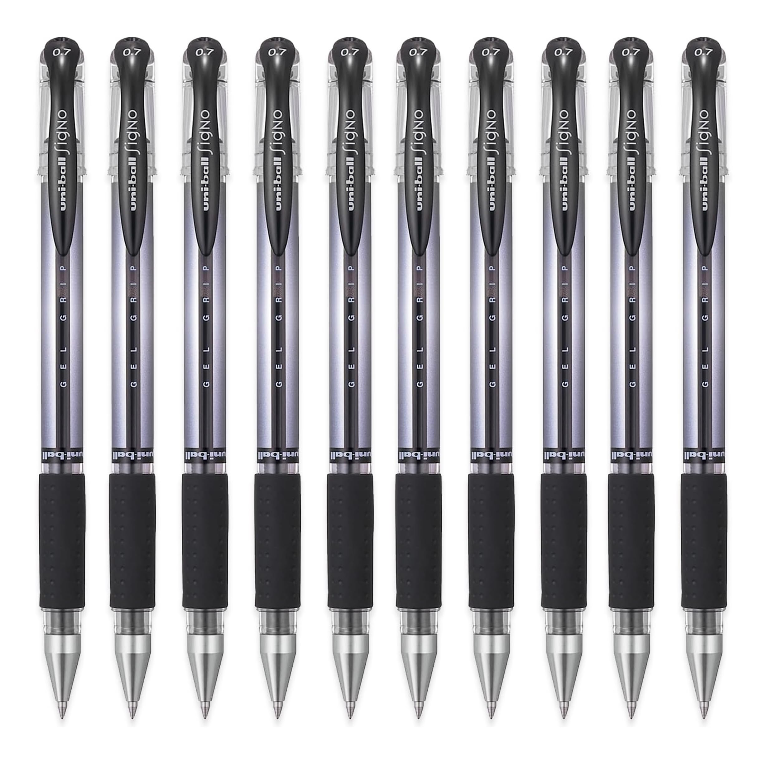 uni-ball UM-151 Signo Gel Grip Rollerball Pen - 0.7mm - Black Ink (10)
