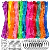 Fandamei Lanyard String Kit, 12 Colors Plastic Lacing Cord, Bright and Glitter Color, Lanyard String for Crafts, Bracelets and Jewelry Making Weaving Kit for Craft DIY