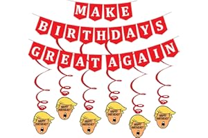 STERLING JAMES CO. Funny Birthday Party Pack – MAGA Happy Birthday Banner and Swirls Pack - Adult Birthday Decorations – 21st – 30th – 40th – 50th – 60th – 70th – 80th Birthday Party Supplies