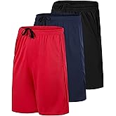Real Essentials 3 Pack: Men’s 9" Mesh Basketball Shorts | Long Athletic Performance Gym Short with Pockets (S-3X)
