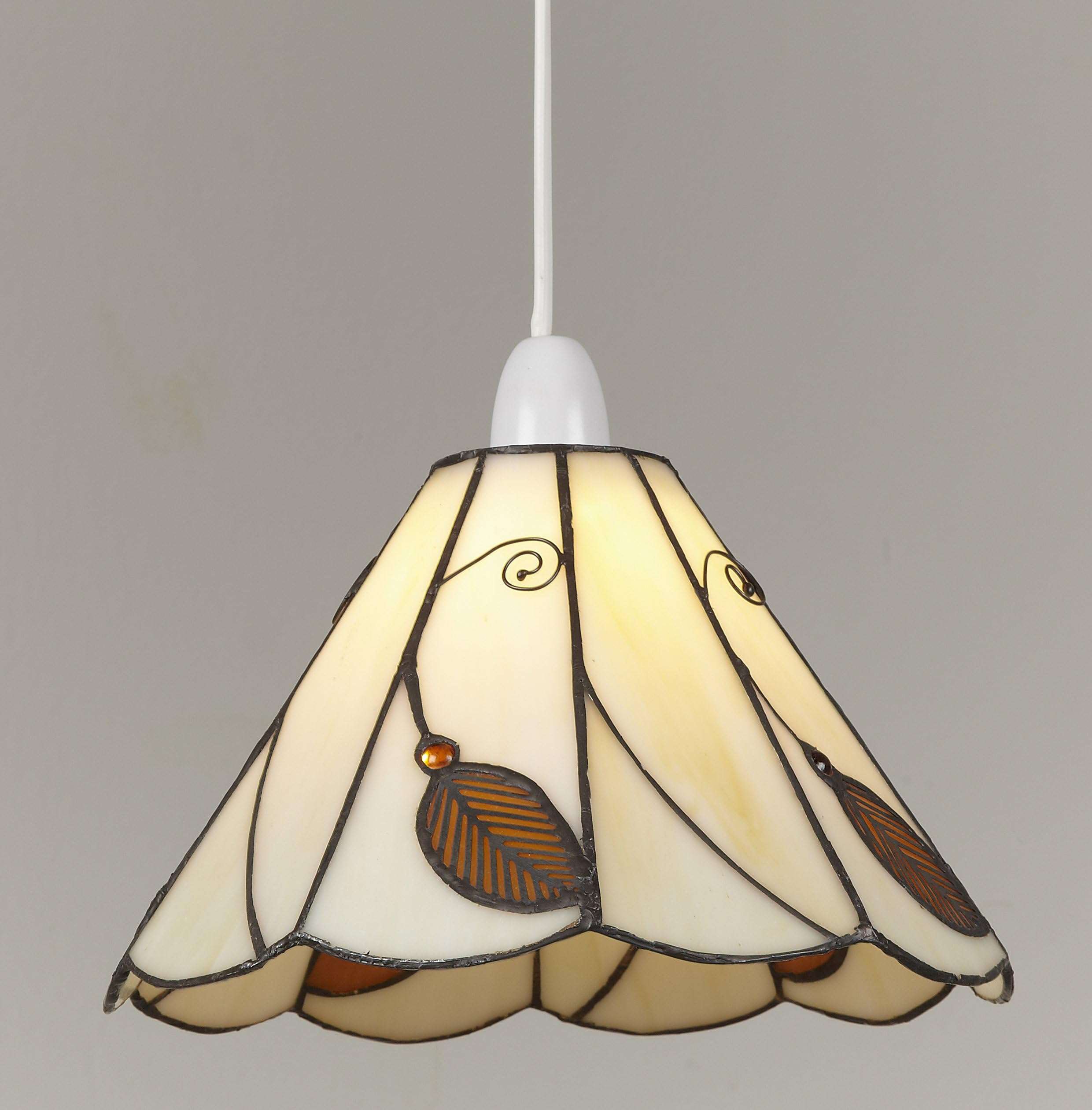 Leaf-32 25cm Brown/Amber Leaf Design Tiffany Ceiling Pendant Shade