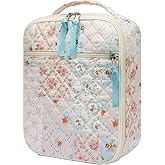 shiprabags Cotton Quilted Lunch Box for Women, Cute Insulated Lunch Bag, Coloful Floral Lunch Tote Bag for Work Picnic Travel Office (coloful floral, M)