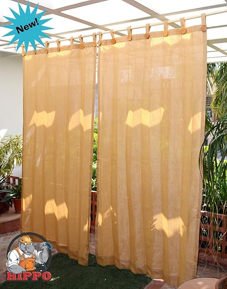 Hippo Heavy Duty Outdoor Curtains Beige Colour Full Size 2