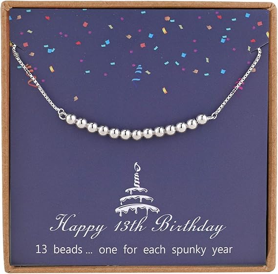 Amazon Nourishlov 13歳の誕生日プレゼント スターリング シルバー ビーズブレスレット 女の子へのギフト 13歳の女の子へのギフト 調節可能なジュエリー 7インチ 9インチのチェーン ブレスレット 通販